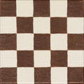 Affiche avec motif géométrique carré marron et beige, texture de toile visible
