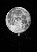 Affiche de la lune en forme de ballon, suspendue dans un univers étoilé sombre