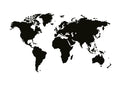 Affiche noir et blanc avec la typographie dune carte du monde, continents et îles