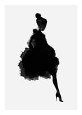 Affiche noir et blanc dune silhouette de danseuse élégante, avec une typographie graphique moderne