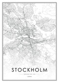 Affiche noir et blanc de la ville de Stockholm avec typographie