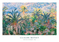 Affiche de Monet, palmiers colorés avec un ciel bleu et rose, style impressionniste