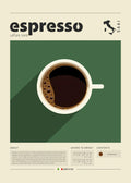 Affiche de café italien avec une tasse despresso noir et du texte typographie espresso