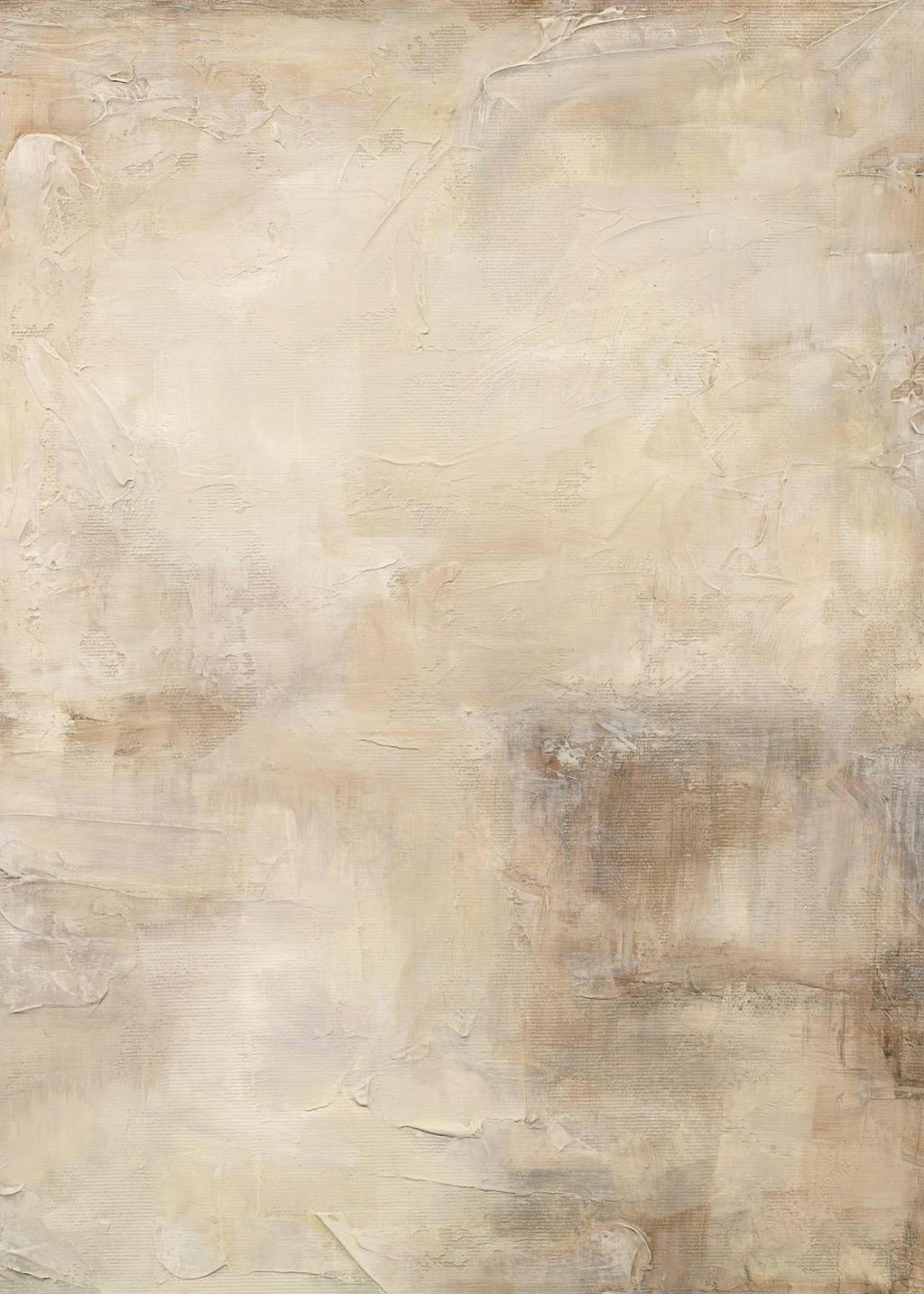 Affiche abstraite aux tons neutres, beige, marron et crème, avec des textures de coups de pinceau.