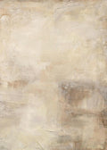 Affiche abstraite aux tons neutres, beige, marron et crème, avec des textures de coups de pinceau.