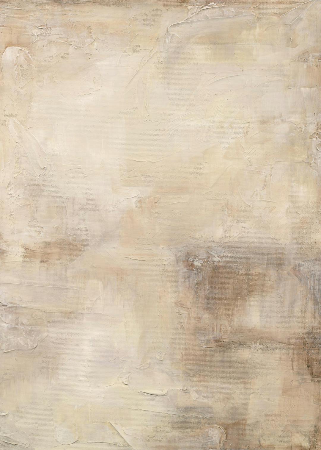 Affiche abstraite aux tons neutres, beige, marron et crème, avec des textures de coups de pinceau.