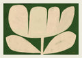 Affiche de fleur abstraite avec des pétales beiges sur fond vert foncé