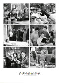 Affiche Friends en noir et blanc, collage de photos granuleuses des personnages principaux dans une ambiance décontractée.