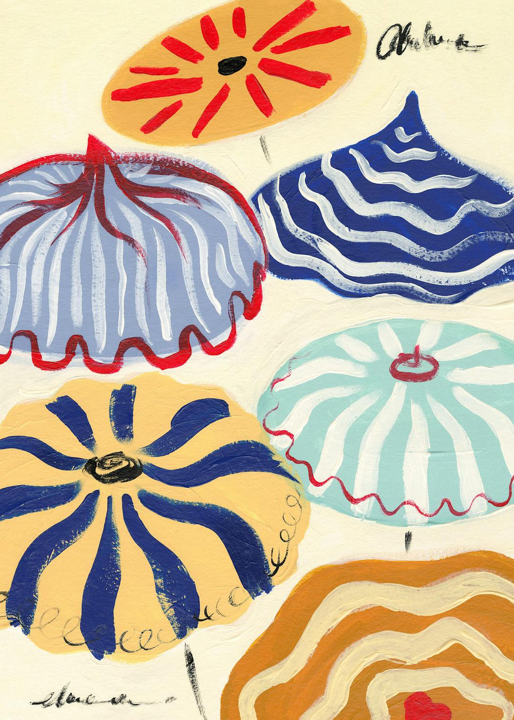 Riviera Parasols Affiche