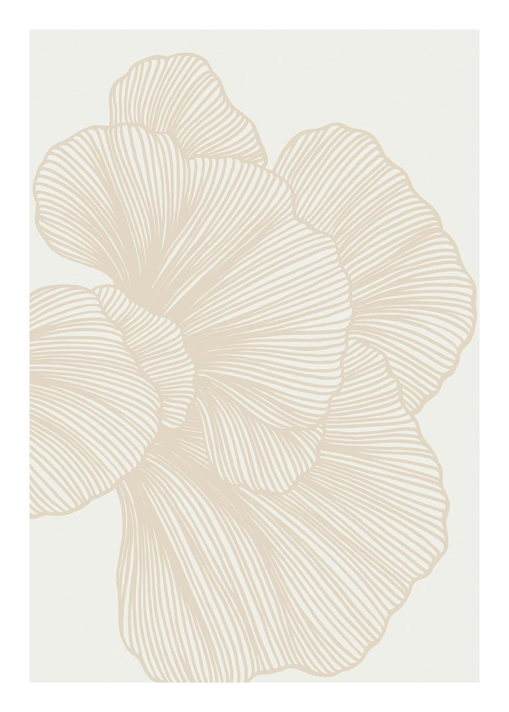 Affiche design floral abstrait avec des lignes beiges formant des formes organiques sur fond clair