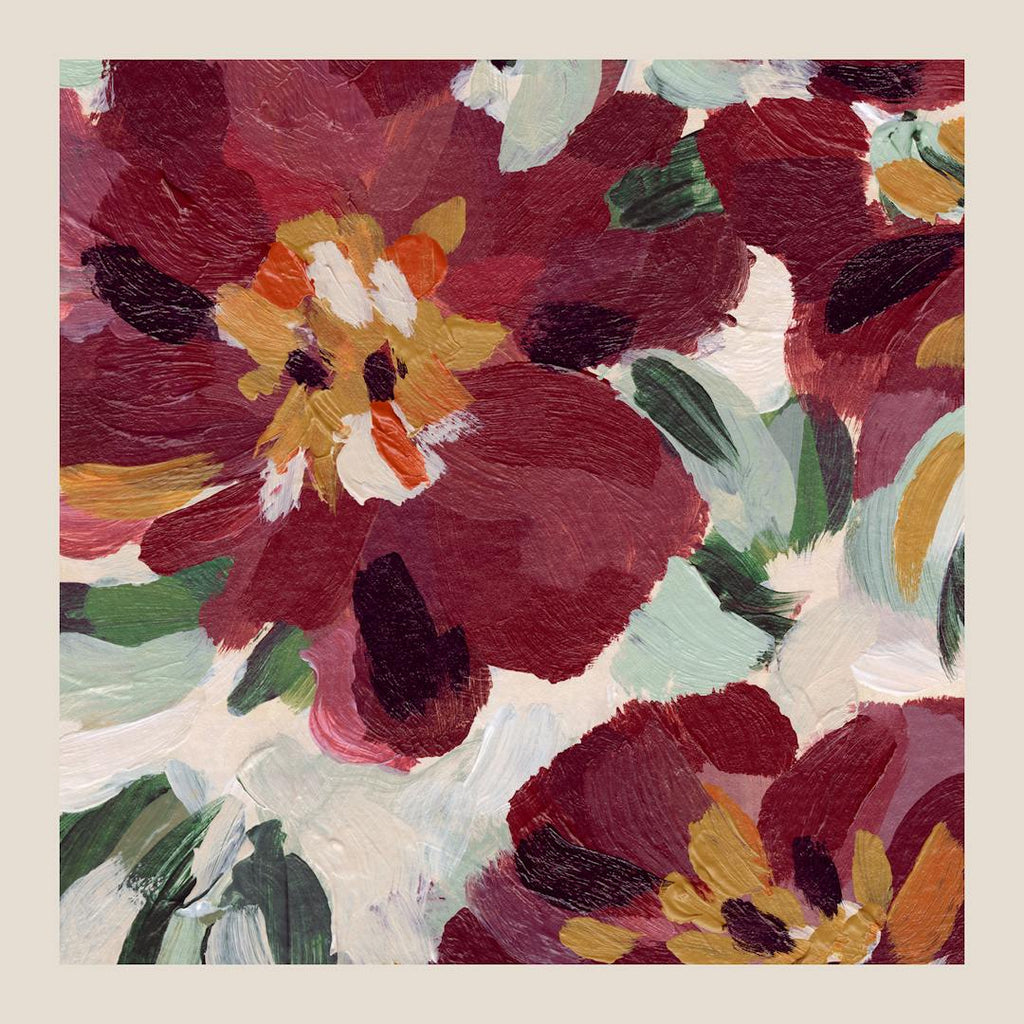 Affiche marché dhiver à Paris, illustration de fleurs rouges vibrantes avec des touches de vert et jaune